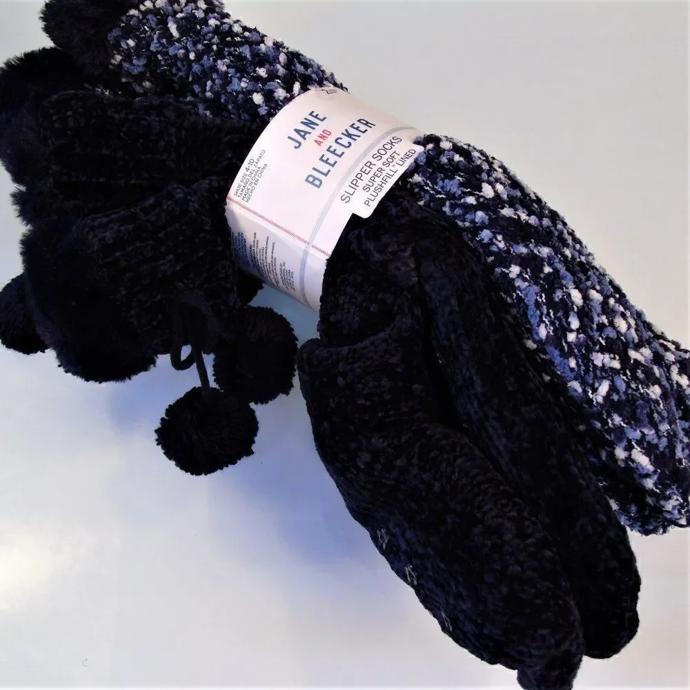 Jane & Bleecker Slipper Socks 2 Pairs Blue